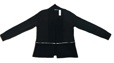 Cárdigan Blazer 7th Avenue Design Studio Cremallera Acanalada Negro Mujer Talla XL NUEVO CON ETIQUETAS $55 Foto 1 de 4