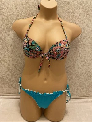 Bikini Victoria's Secret. Push-up acolchado de cachemira multicolor. Talla 34C/mediana  Foto 1 de 4