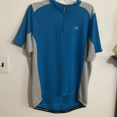 Jersey de ciclismo Nishiki adulto XL azul gris 1/4 cremallera 100 % poliéster bolsillos Foto 1 de 4