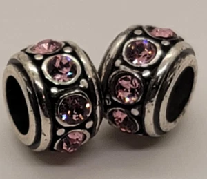 Brighton Glam Pink And Silver Spacer Bead Lot With Swarovski Crystals  - Picture 1 of 1