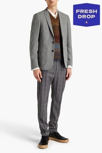 RRP €640 SANDRO Wool Blazer Jacket IT46 US36 S Grey Lined Single Breasted - Picture 1 of 6