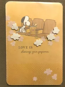 Hallmark Love Greeting-Peanuts Snoopy-Love Is Sharing your popcorn...NEW(A26) - Picture 1 of 4