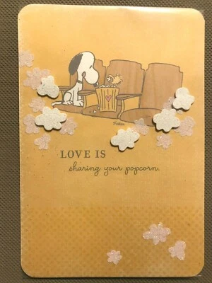 Hallmark Love Greeting-Peanuts Snoopy-Love Is Sharing your popcorn...NEW(A26) - Image 1 of 4