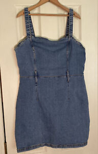 H&M Divided Blue Denim Skirt Overalls Dress Women’s Size L Jumper Romper