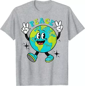 Funny Earth Globe World Peace Sign Earth Day Kids Boys T-Shirt Hoodie - Picture 1 of 10
