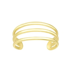 3D Adjustable Triple Band Bypass Toe Ring Solid Real 14K Yellow Gold - Picture 1 of 1
