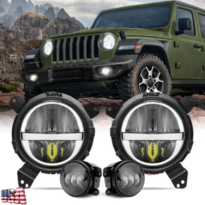 2018-24 for Jeep Wrangler JL Sport Gladiator JT Kit Halo LED Headlights Fog Lamp - Picture 1 of 16