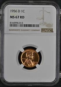 1956 D Lincoln Cent NGC MS67 RED RD - Picture 1 of 2