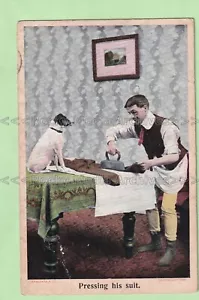 Postal ABC85 Early Bamforth, PRESIONANDO SU TRAJE - Imagen 1 de 2