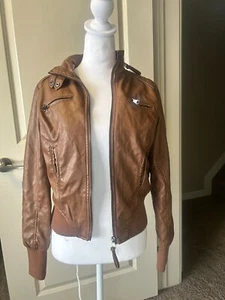 Ci Sono By Cavalini Faux Leather Brown Jacket SZ Small - Picture 1 of 22