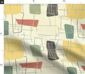 Fifties 1950s Retro Sketch Mid Century Spoonflower Fabric by the Yard