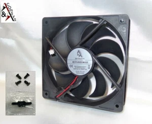 Lüfter 12cm Fan 120x120x25mm für PC Netzteil DC 12V sehr leise Kühler Schwarz - Afbeelding 1 van 7