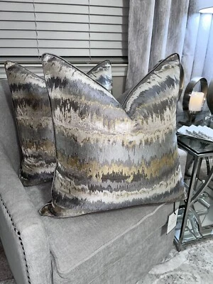 2-NWT GIGI CANTORIO GOLD/SILVER DECORATIVE PILLOWS - Image 1 of 4