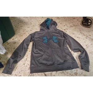 Under Armour Storm Women's Hooded Sweatshirt Small Petite Gray Teal Black - Picture 1 of 5