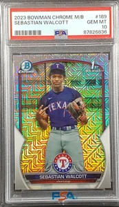 Sebastian Walcott 2023 Bowman Chrome Mojo Refractor 1ST #189 PSA 10 Texas Ranger - Picture 1 of 2