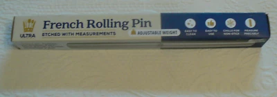NIB Ultra Cuisine FRENCH ROLLING PIN Stainless Steel w/msmts,adj weight,chills++ - Image 1 of 4