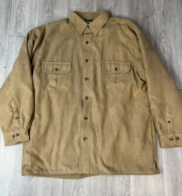 New Men’s Wolverine Chamois Shirt Jacket Shacket Tan Fleece Lined Button Up XL - Image 1 of 4