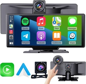 9 inch Wireless Apple CarPlay Screen for Car&4K Dash Cam with Android Auto - Picture 1 of 14