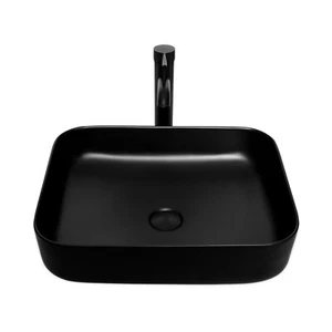 Juego combo de lavabo de cerámica lavabo de baño grifo emergente drenaje rectangular - Imagen 1 de 12
