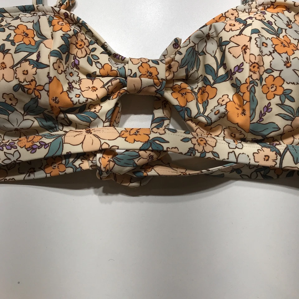 Top de bikini Cupshe para mujer talla grande NUEVO amarillo melocotón floral boho bandeau forrado Foto 1 de 4