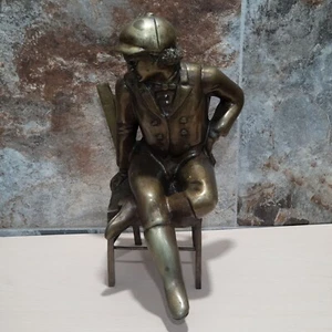 Ponzanelli Joven Sentado escultura de bronce firmada joven sentado estatua - Imagen 1 de 11