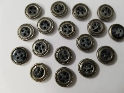 VINTAGE BUTTONS SET OF 12 SMALL GREY PEARL GOLD METAL TUZ2174 - Image 1 of 2