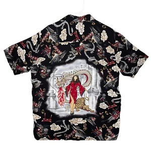 Red Dragon by Kennington Button Down Shirt Girl Dragon & Tiger Print Herren XL - Bild 1 von 14