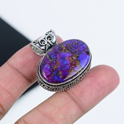 Viola Rame Turchese Gemma Fatto a Mano 925 Pendente Argento Sterling Per Regali - Immagine 1 di 4