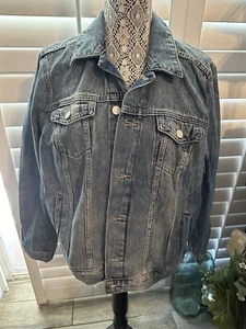 New Lucky Brand Plus Sz 1X Plus Boyfriend Trucker Blue Denim Jean Jacket NWT - Picture 1 of 2
