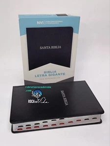 Biblia NVI Letra Gigante 14 Puntos Piel Fabricada Negro Con Indice - Picture 1 of 7