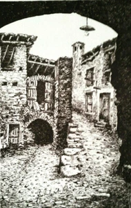 GUGLIELMINOTTI ALI Acquaforte Borgo year 1988 signed (35 x 25 cm) - Picture 1 of 5