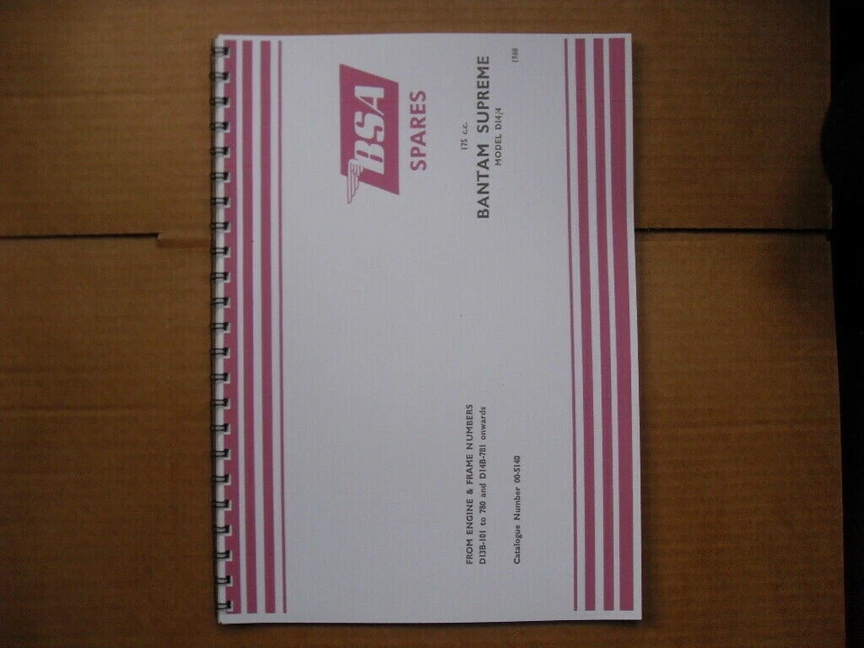 LIBRO DE PIEZAS BSA BANTAM SUPREME D13, D14/4 PARA MODELOS 1968 Foto 1 de 1