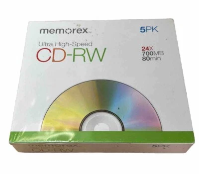 (5 Pack) MEMOREX Ultra Speed CD-RW 16x-24x 700Mb 80 Minute Rewritable - Image 1 of 2