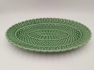 Vintage Bordallo Pinheiro Green Basketweave Platter - Picture 1 of 15