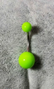 PIERCING OMBELICO VERDE GREEN NAVEL BELLY BARS 316L SURGICAL STEEL 1,6 MM - Picture 1 of 1