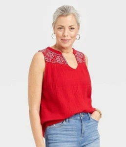 NUOVO top boho rosso Knox Rose Rebel taglia XS senza maniche donna - Foto 1 di 9