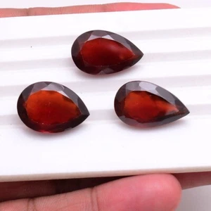 3 Pcs Natural Hessonite Garnet Top Grade 20mm-21mm Pear Cut Untreated Gemstones - Picture 1 of 8