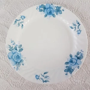 Corelle BLUE VELVET Dinner Plates 10.25 Inch Set of 3 Blue Roses Swirl Rim - Picture 1 of 10
