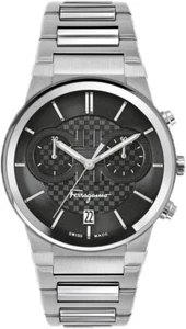 Ferragamo Chronograph Quarz SFME00321 Herrenuhr Silber Stahl Schwarzes Ziffer... - Bild 1 von 5