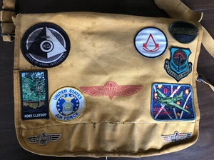 Vtg Paratrooper Bag Canvas Wings Military Messenger Pack With Vintage Patches - Picture 1 of 7