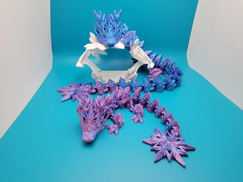 Winter Frost Flexi Dragon - 3D Printed Articulating Fidget Toy!! Cover