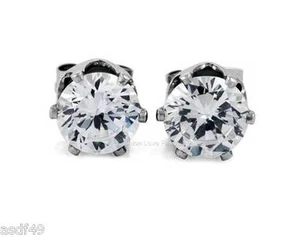 1 PAR DE PENDIENTES CZ TRANSPARENTES CUADRADOS O REDONDOS MAGNÉTICOS CON CLIP PARA MUJER Y HOMBRE - Imagen 1 de 6