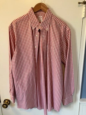 Camisa de vestir Brooks Brothers para hombre, talla 16 1/2_4/5, cuadros rojos, estilo 346 Foto 1 de 4