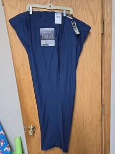 New Mens Haggar Classic Fit Blue 4 Way Stretch Dress Pants 54 X 32 - Picture 1 of 3