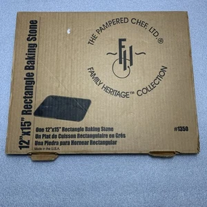 PAMPERED CHEF 12 x 15 Stoneware Rectangular Baking Stone Lightly Used - Picture 1 of 4