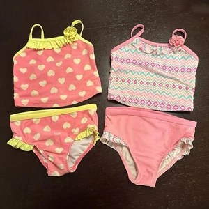 Lot of Two 2 piece Tankini Bathing Swim Suit OP 2T Size 2 Toddler Aztec PolkaDot - Picture 1 of 10