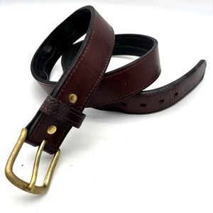 Vintage braun Echtleder massiv Messing Schnalle versteckte Reißverschlusstasche Herren Gürtel 42 - Bild 1 von 15