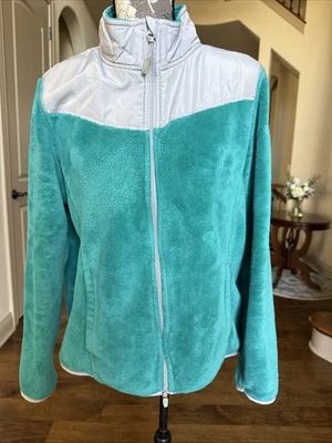 Chaqueta Danskin para mujer XL ropa deportiva ligera polar cremallera completa verde azulado suave Foto 1 de 4