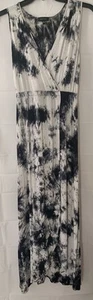 Spense Tye-Dye Black And White Print Wrap V Neck Maxi Dress Size XS - Picture 1 of 11
