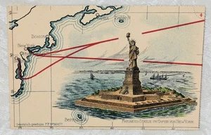 170h. EARLY TURN OF 20th CENTURY UNDIVIDED MAP PC FEATURES STATUE OF LIBERTY - Picture 1 of 2
